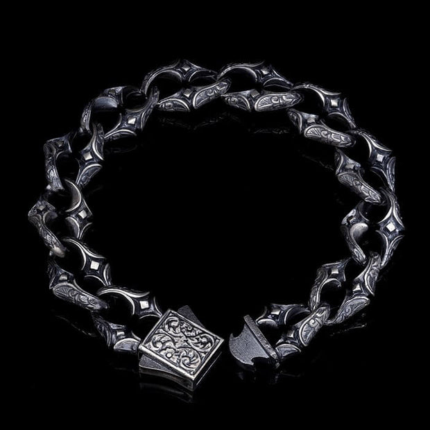 Men’s Sterling Silver Patterned Chain Bracelet