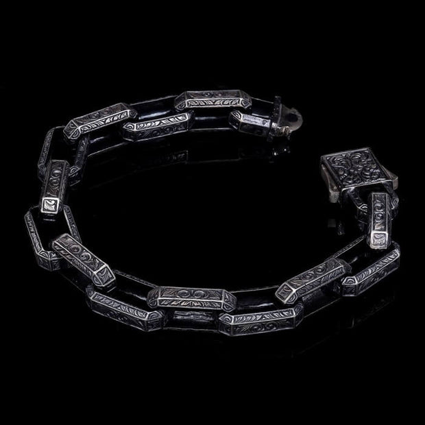 Men’s Sterling Silver Chain Link Bold Bracelet Patterned