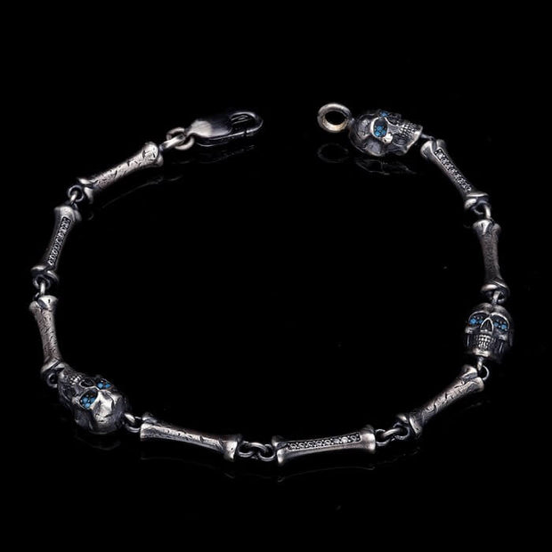 Men’s Sterling Silver Memento Mori Skull Bracelet