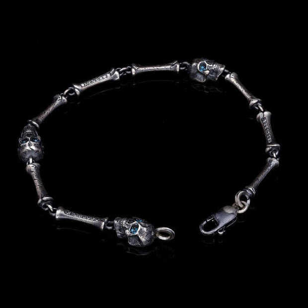 Men’s Sterling Silver Memento Mori Skull Bracelet