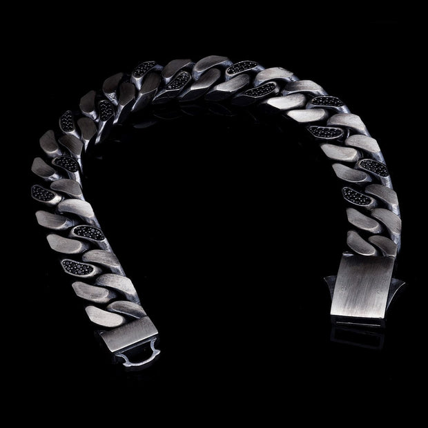 Men’s Sterling Silver Black Stone Gourmet Bracelet