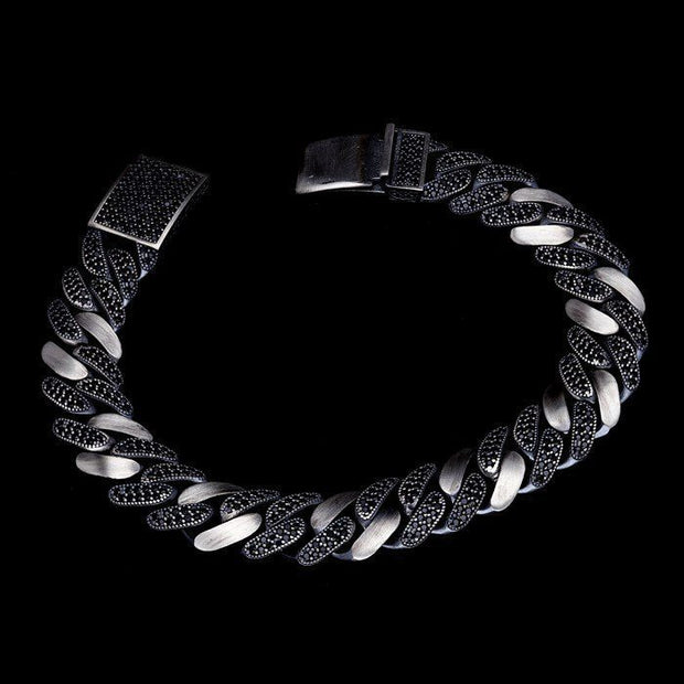 Men’s Sterling Silver Locked Detail Stone Bracelet