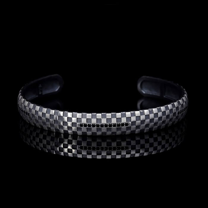 Men’s Sterling Silver Checker Design Bracelet