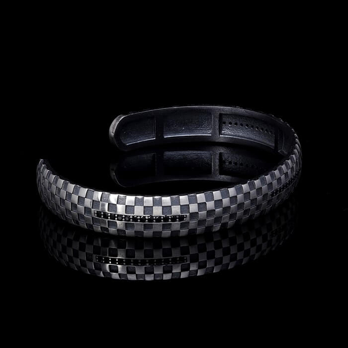 Men’s Sterling Silver Checker Design Bracelet
