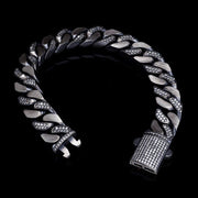 Men’s Sterling Silver Locked Detail Stone Gourmet Bracelet