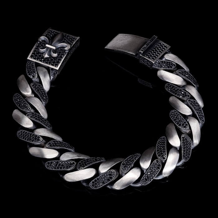 Men’s Sterling Silver Fleur De Lis Gourmet Bracelet