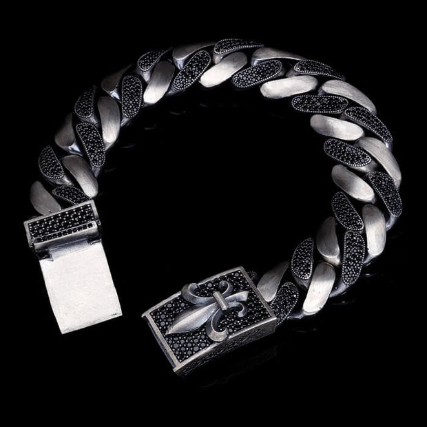 Men’s Sterling Silver Fleur De Lis Gourmet Bracelet