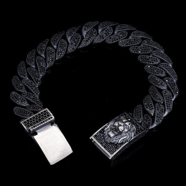 Men’s Sterling Silver Lion Embroidered Gourmet Bracelet