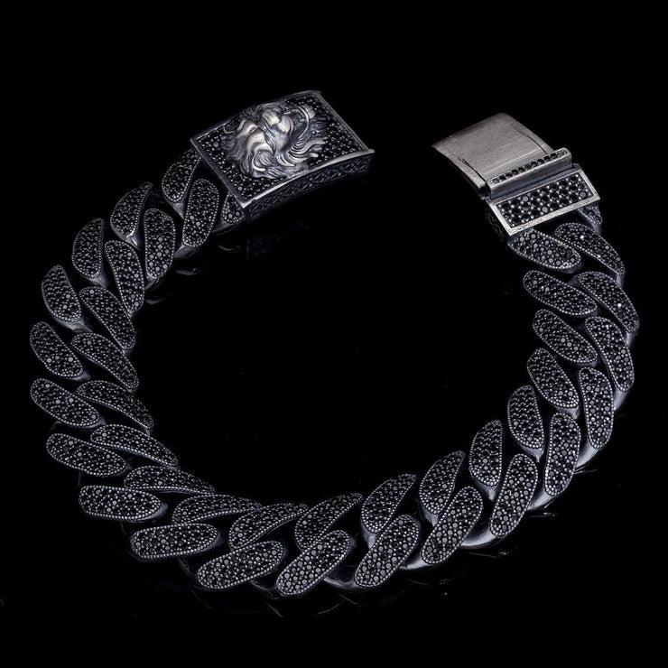Men’s Sterling Silver Lion Embroidered Gourmet Bracelet