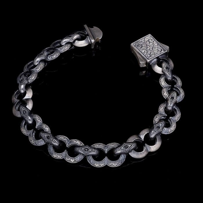 Men’s Sterling Silver Patterned Bracelet