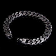 Men’s Sterling Silver Champagne Stone Cuban Chain Bracelet