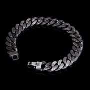 Men’s Sterling Silver Champagne Stone Cuban Chain Bracelet