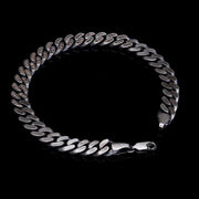 Men’s Sterling Silver Champagne Stone Cuban Chain Bracelet