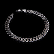 Men’s Sterling Silver Champagne Stone Cuban Chain Bracelet