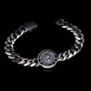 Men’s Sterling Silver Black Baget Stone Lion Bracelet