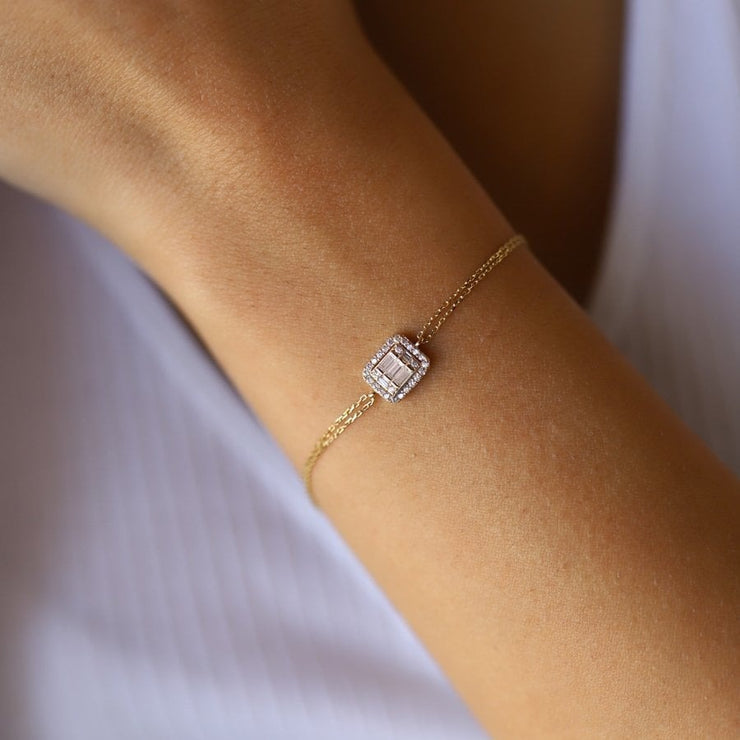 14k Gold Baguette Bracelet, 14k Solid Gold Bracelet, Gold Bracelet for women, Solid Gold Bracelet