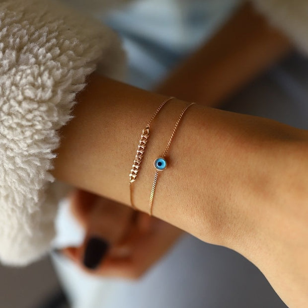 14k Gold Eye Bracelet, 14k Solid Gold Bracelet, Gold Bracelet for women, Solid Gold Bracelet