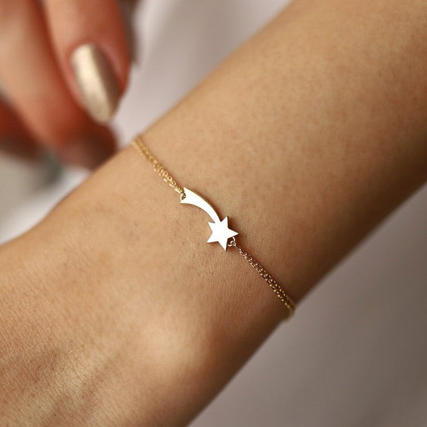 14k Gold Star Bracelet, 14k Solid Gold Bracelet, Gold Bracelet for women, Solid Gold Bracelet