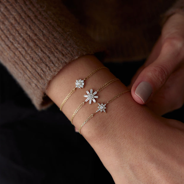 14k Gold Pole Star Bracelet with Stone, 14k Solid Gold Bracelet, Gold Bracelet for women, Solid Gold Bracelet