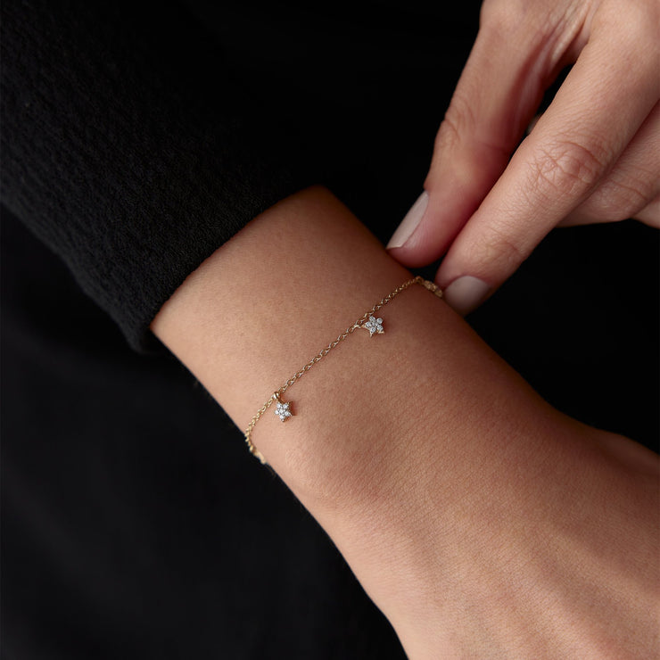 14k Gold Star Charm Bracelet, 14k Solid Gold Bracelet, Gold Bracelet for women, Solid Gold Bracelet