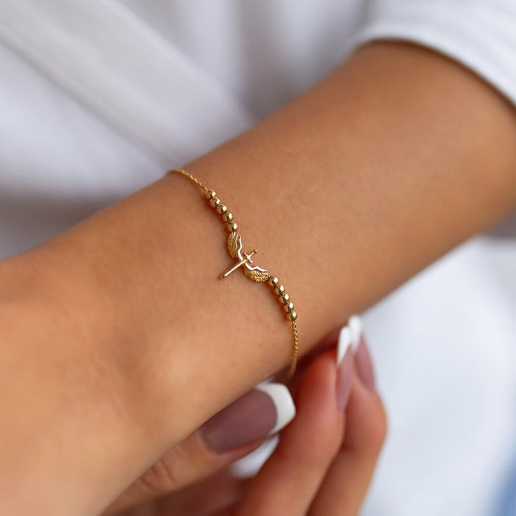 14k Gold Michael Sword Bracelet, 14k Solid Gold Bracelet, Gold Bracelet for women, Solid Gold Bracelet
