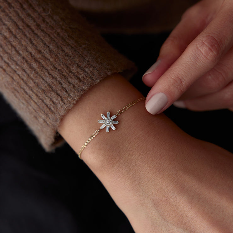 14k Gold Flower Bracelet, 14k Solid Gold Bracelet, Gold Bracelet for women, Solid Gold Bracelet