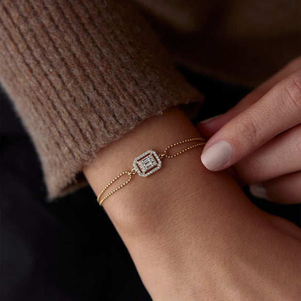 14k Gold Golf Baguette Bracelet, 14k Solid Gold Bracelet, Gold Bracelet for women, Solid Gold Bracelet
