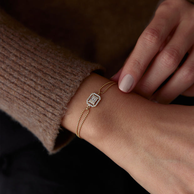 14k Gold Golf Baguette Bracelet, 14k Solid Gold Bracelet, Gold Bracelet for women, Solid Gold Bracelet
