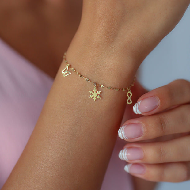 14k Gold Lucky Bracelet, 14k Solid Gold Bracelet, Gold Bracelet for women, Solid Gold Bracelet