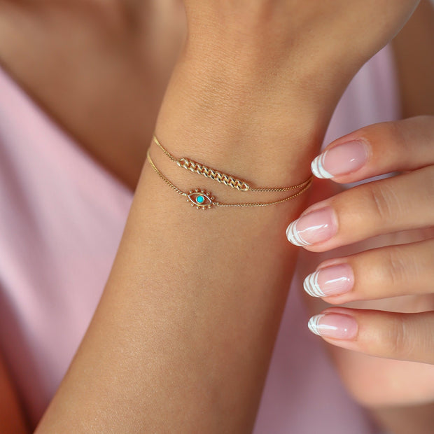 14k Gold Double Eyelash Bracelet, 14k Solid Gold Bracelet, Gold Bracelet for women, Solid Gold Bracelet