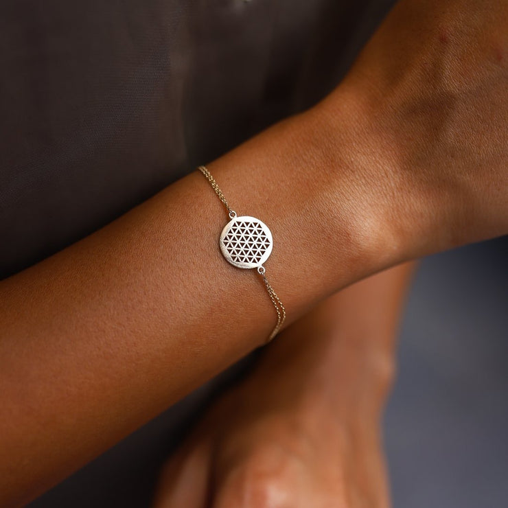 14k Gold Flower of Life Bracelet, 14k Solid Gold Bracelet, Gold Bracelet for women, Solid Gold Bracelet