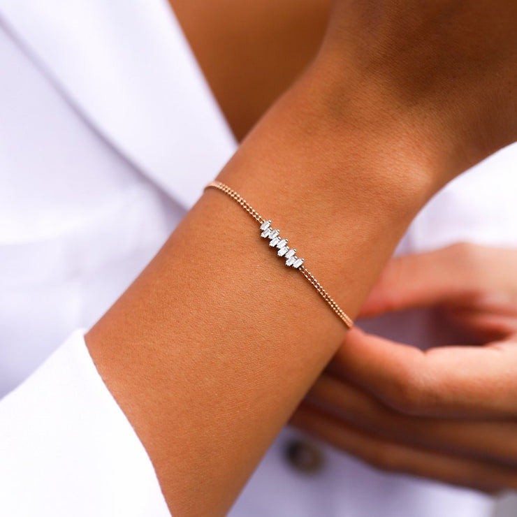14k Gold Sequential Baguette Bracelet, 14k Solid Gold Bracelet, Gold Bracelet for women, Solid Gold Bracelet