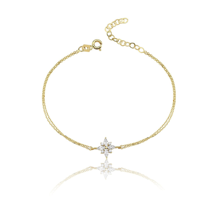 14k Gold Double Bracelet, 14k Solid Gold Bracelet, Gold Bracelet for women, Solid Gold Bracelet