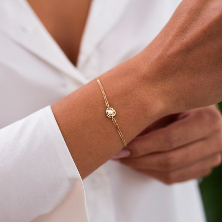 14k Gold Pearl Bracelet, 14k Solid Gold Bracelet, Gold Bracelet for women, Solid Gold Bracelet