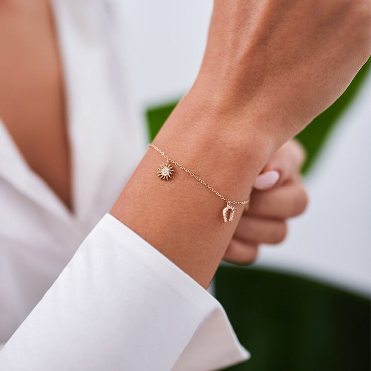 14k Gold Lucky Bracelet, 14k Solid Gold Bracelet, Gold Bracelet for women, Solid Gold Bracelet