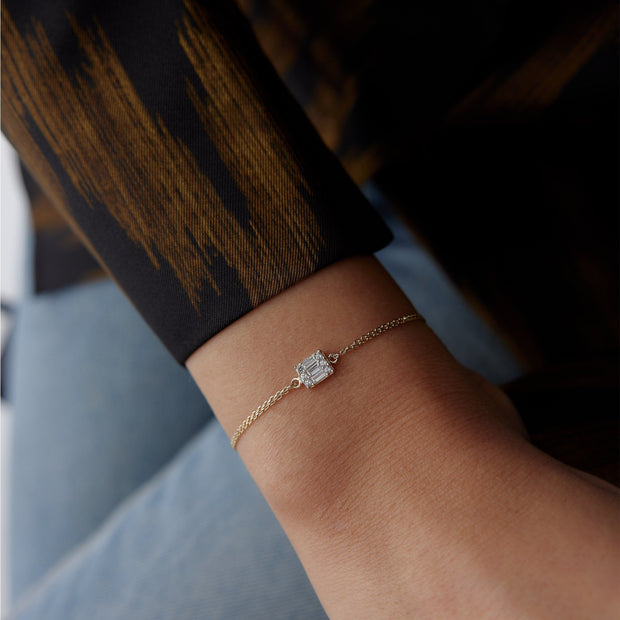 14k Gold Dian Baguette Bracelet, 14k Solid Gold Bracelet, Gold Bracelet for women, Solid Gold Bracelet