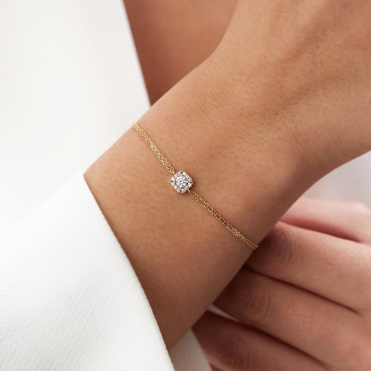 14k Gold Square Baguette Bracelet, 14k Solid Gold Bracelet, Gold Bracelet for women, Solid Gold Bracelet