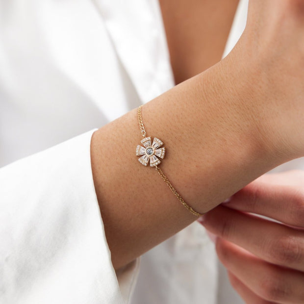 14k Gold Slice Bracelet, 14k Solid Gold Bracelet, Gold Bracelet for women, Solid Gold Bracelet