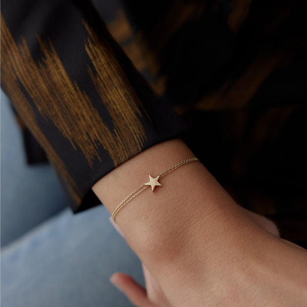 14k Gold Pux Star Bracelet, 14k Solid Gold Bracelet, Gold Bracelet for women, Solid Gold Bracelet
