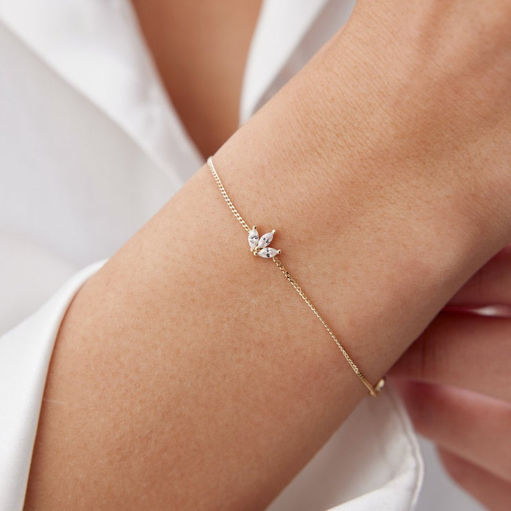 14k Gold Double Lotus Bracelet, 14k Solid Gold Bracelet, Gold Bracelet for women, Solid Gold Bracelet