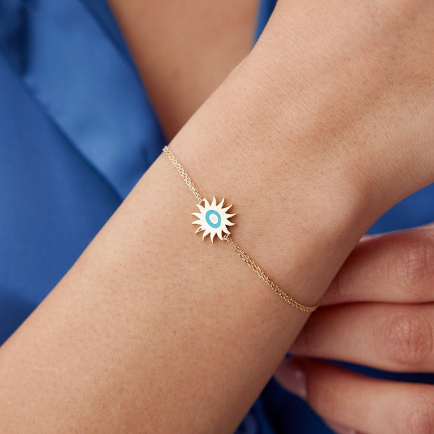 14k Gold Fortuna Sun Bracelet, 14k Solid Gold Bracelet, Gold Bracelet for women, Solid Gold Bracelet