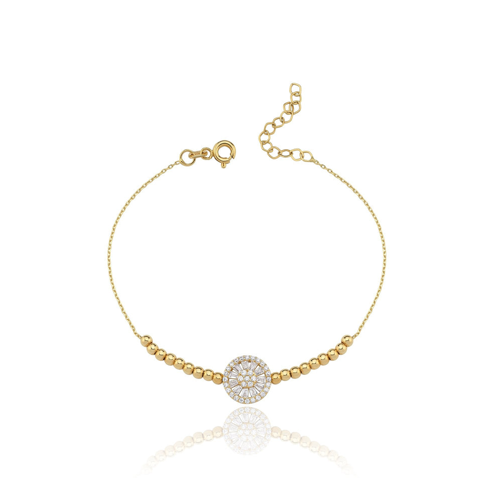 14k Gold Trapezoidal Ball Bracelet, 14k Solid Gold Bracelet, Gold Bracelet for women, Solid Gold Bracelet, 