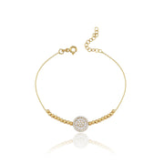 14k Gold Trapezoidal Ball Bracelet, 14k Solid Gold Bracelet, Gold Bracelet for women, Solid Gold Bracelet, 