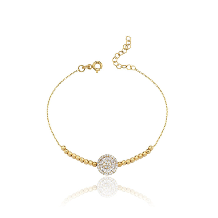 14k Gold Trapezoidal Ball Bracelet, 14k Solid Gold Bracelet, Gold Bracelet for women, Solid Gold Bracelet, 
