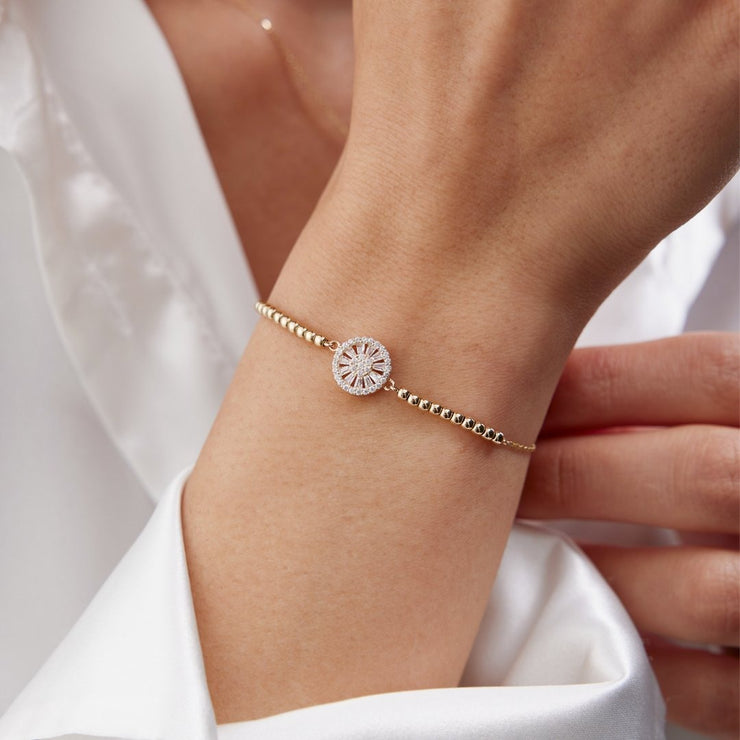 14k Gold Trapezoidal Ball Bracelet, 14k Solid Gold Bracelet, Gold Bracelet for women, Solid Gold Bracelet, 
