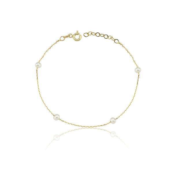14k Gold Sequential Pearl Bracelet, 14k Solid Gold Bracelet, Gold Bracelet for women, Solid Gold Bracelet