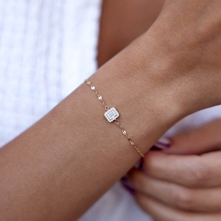 14k Gold Boomerang Baguette Bracelet, 14k Solid Gold Bracelet, Gold Bracelet for women, Solid Gold Bracelet