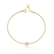 14k Gold Solitaire Diamond Charm Tip Bracelet, 14k Solid Gold Bracelet, Gold Bracelet for women, Solid Gold Bracelet