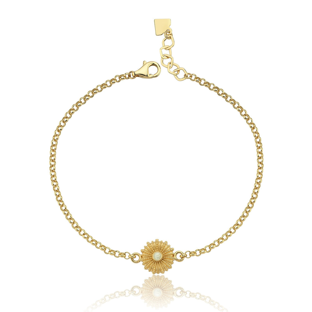 14k Gold Moon Enamel Oyster Bracelet, 14k Solid Gold Bracelet, Gold Bracelet for women, Solid Gold Bracelet