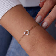 14k Gold Heart Bracelet, 14k Solid Gold Bracelet, Gold Bracelet for women, Solid Gold Bracelet